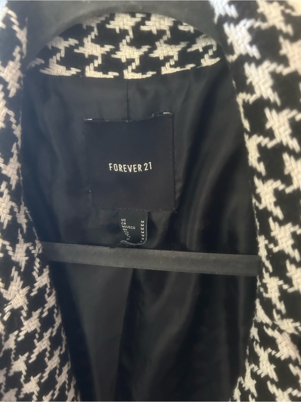 Vintage Forever 21 Houndstooth Double Breasted Coat Women’s M Oversized Peacoat - Picture 4 of 8
